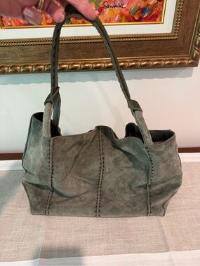 The Sak Suede Shoulder Tote Bag in Olive Green